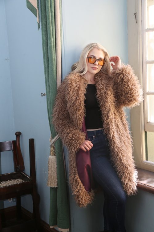 Brown Persian Fur Coat with Grape Lining